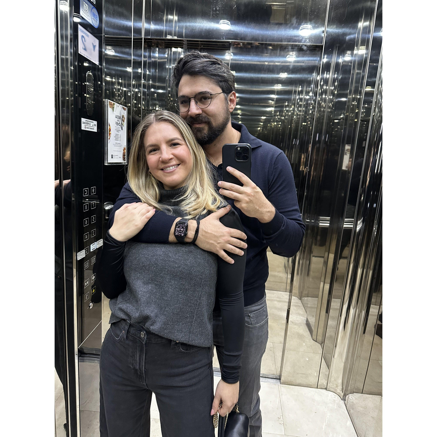 Our first (of many) mirror selfies - Bogota, Colombia