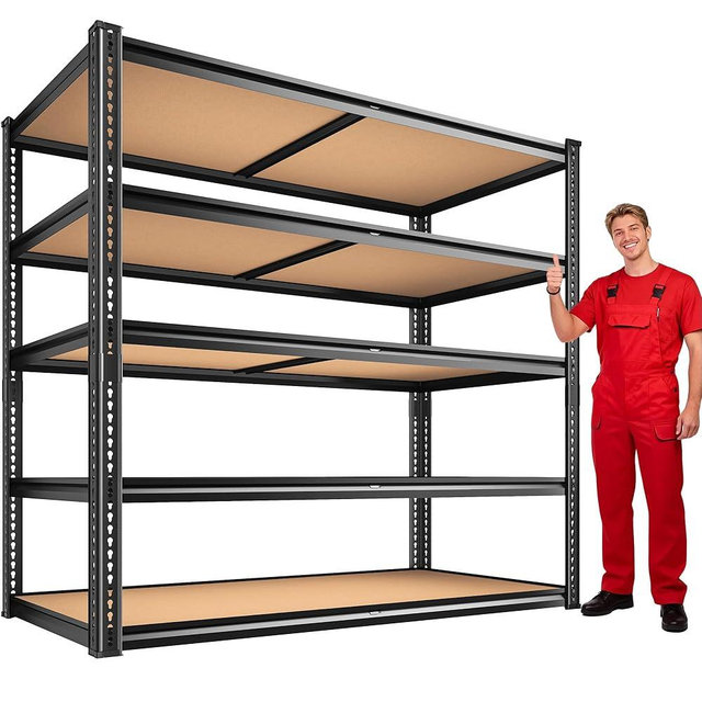 ROOMFAVE 40" W Garage Shelving 2300LBS Storage Shelves Adjustable Metal Shelving 5 Tier Garage Utility Rack Shelf for Warehouse, Pantry, Closet, Kitchen 72.2" H x 40" W x 20" D, Black,Gift