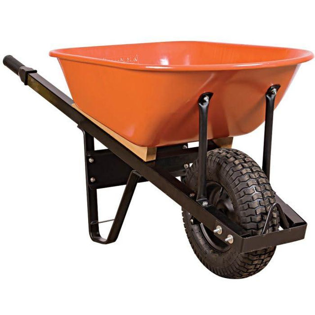 A.M. Leonard 6-Cubic-Foot Steel Tray Wheelbarrows (Steel Handles, Pneumatic Tire)