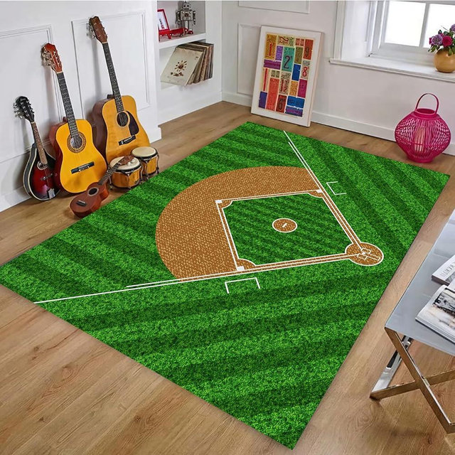 Osimiccp Baseball Rug for Bedroom 3'x5' Non Slip Sports Rug for Living Room Baseball Room Decor