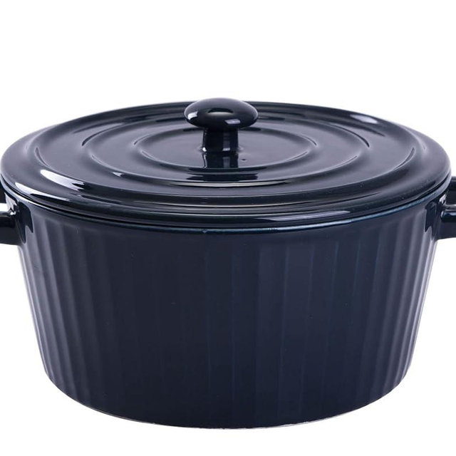 WHJY Blue Colorful Ceramic Casserole Dish with Lid，1 Quart Ceramic Casserole Pan for Bakeware Oven