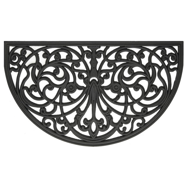 Kate Aurora Hyde Park Half Circle Welcome Coir Bristled Outdoor All Season Welcome Mat With Rubber Trim - 18"x30"
