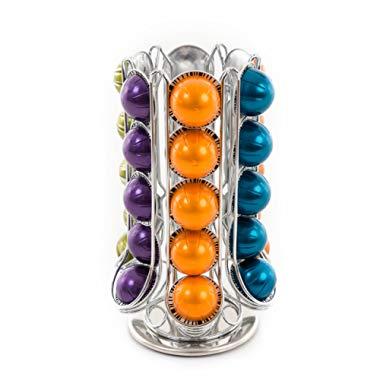 Peak Coffee Nespresso Vertuo 30 Pod Capsule Holder Storage for Vertuoline Pods Only. with Extra Storage Available Inside Carousel for 1 Large Box Or 3 Espresso Inner Sleeves.