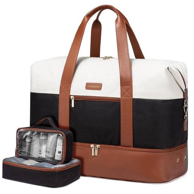 LOVEVOOK Weekender Bag, Large Travel Duffel Bag for Women with 2 Packing Cubes, Carry on Overnight Bag with Shoe Compartment, Mom Hospital Bags for Labor and Delivery