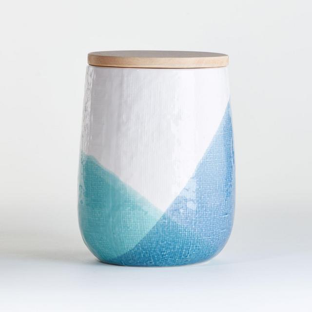 Maci Large Ceramic Canister with Wood Lid