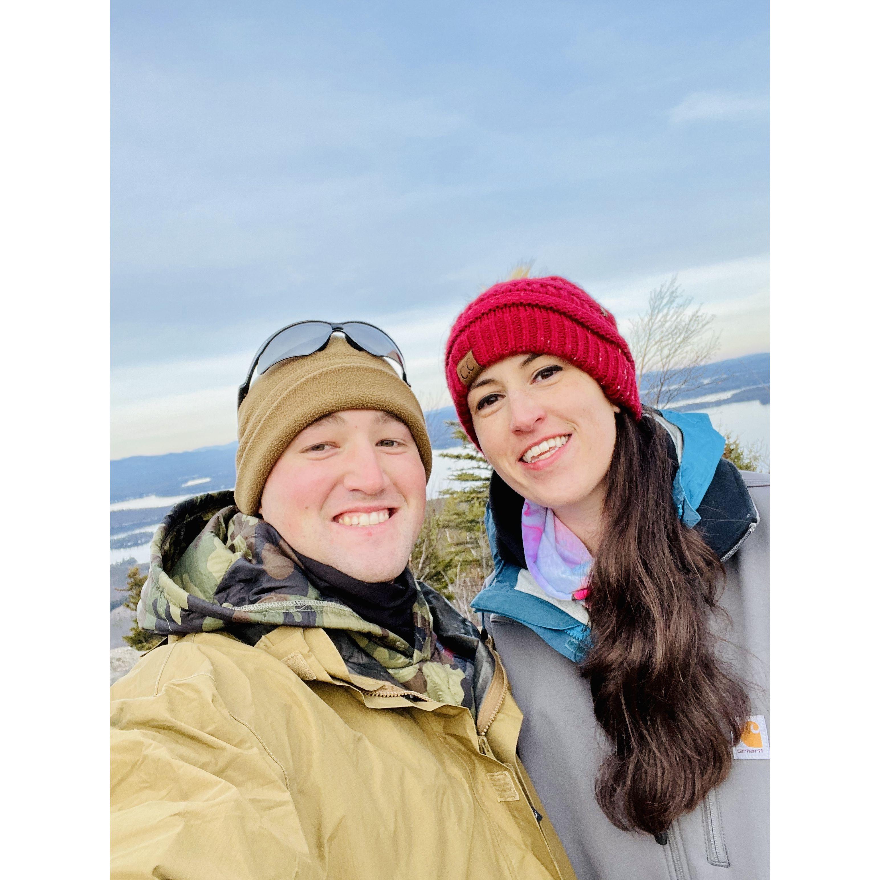Our first picture together. Hiking Mount Major New Years Day 2021.