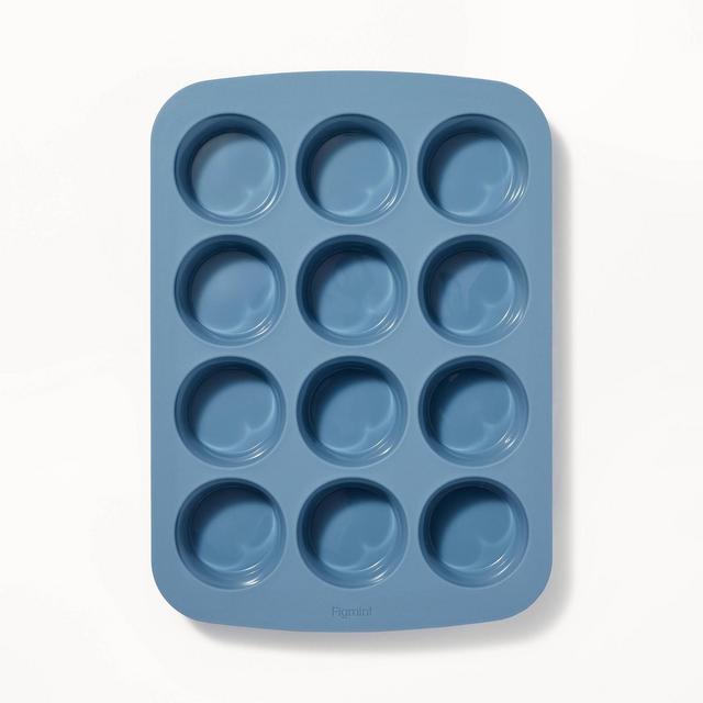 12ct Silicone Muffin Pan Blue - Figmint™