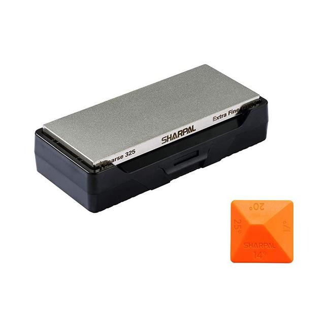 SHARPAL 156N Diamond Whetstone Knife Sharpener with Storage Base | 2 Side Grit Coarse 325 / Extra Fine 1200 | Diamond Sharpening Stone | NonSlip Base & Angle Guide (6 in. x 2.5 in.)