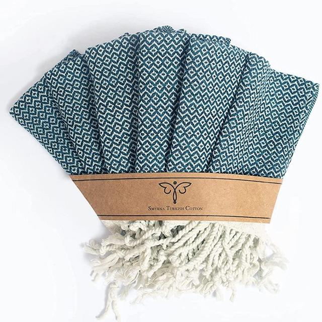Smyrna Turkish Cotton Wash Cloths Pack of 6 | 100% Natural Cotton, 12"x17" | Versatile Bath Towels for Bathroom, Hotel, SPA | Ultra Soft, Absorbent, Prewashed and Quick Dry Hand Towels (Navy)