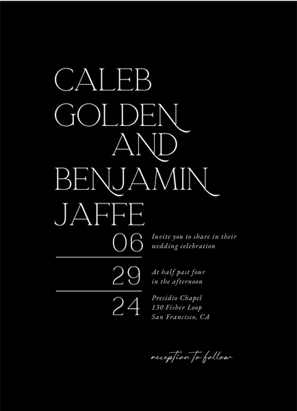 Hasbrouk Portrait | Black | Zola Wedding Invitations