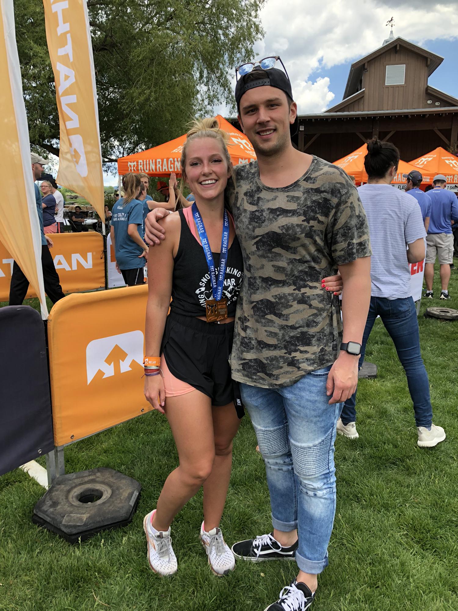ragnar & my biggest fan! I ran 23 miles in 2 days. THANK GOD for the open bar at the finish line.