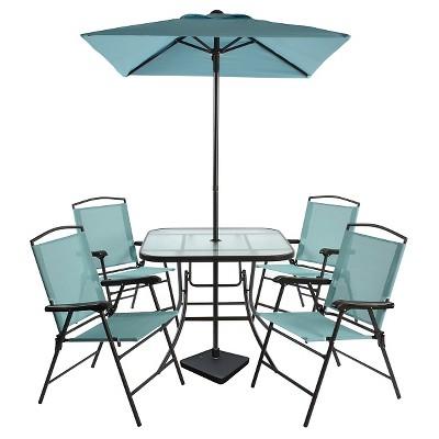 7pc Metal Folding Patio Dining Set Turquoise - Threshold™