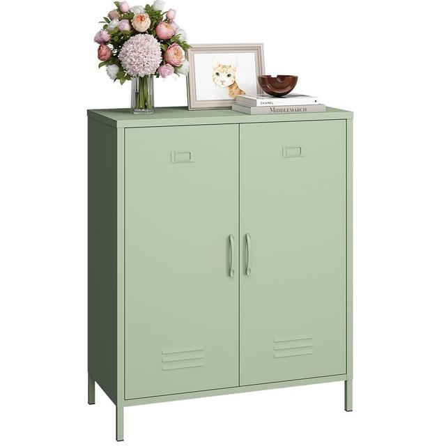 Steehoom Metal Storage Cabinet with 2 Door, Steel Locker Sideboard Buffet Cabinet Console Table for Home Office (Green)