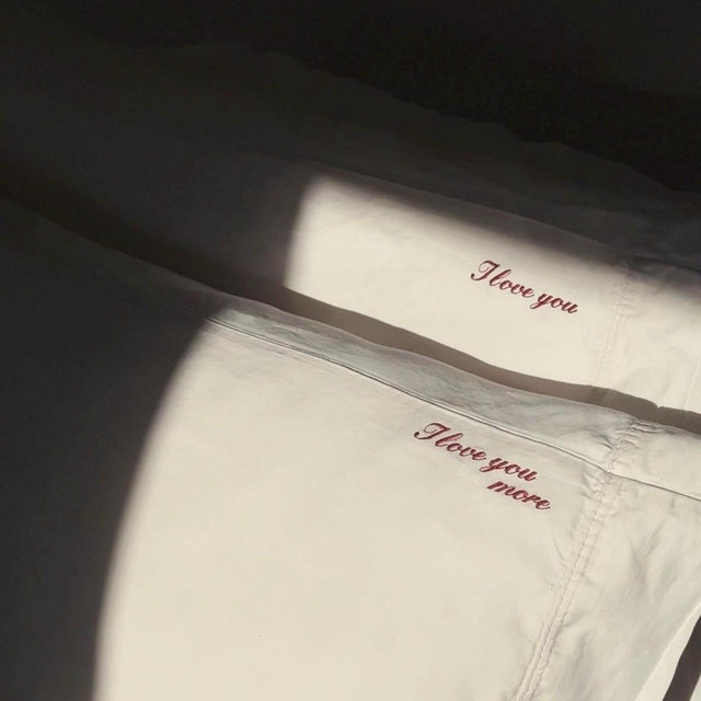 Embroidered "I love you” Pillow Case Set