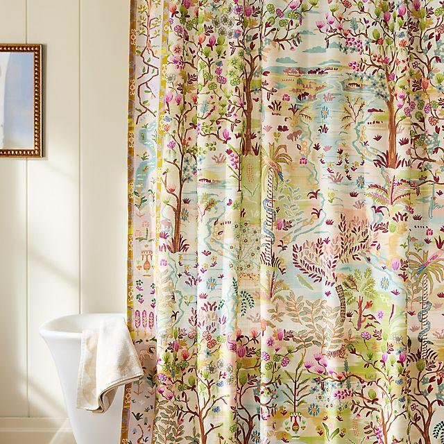 The Printed Cotton Slub Shower Curtain Collection