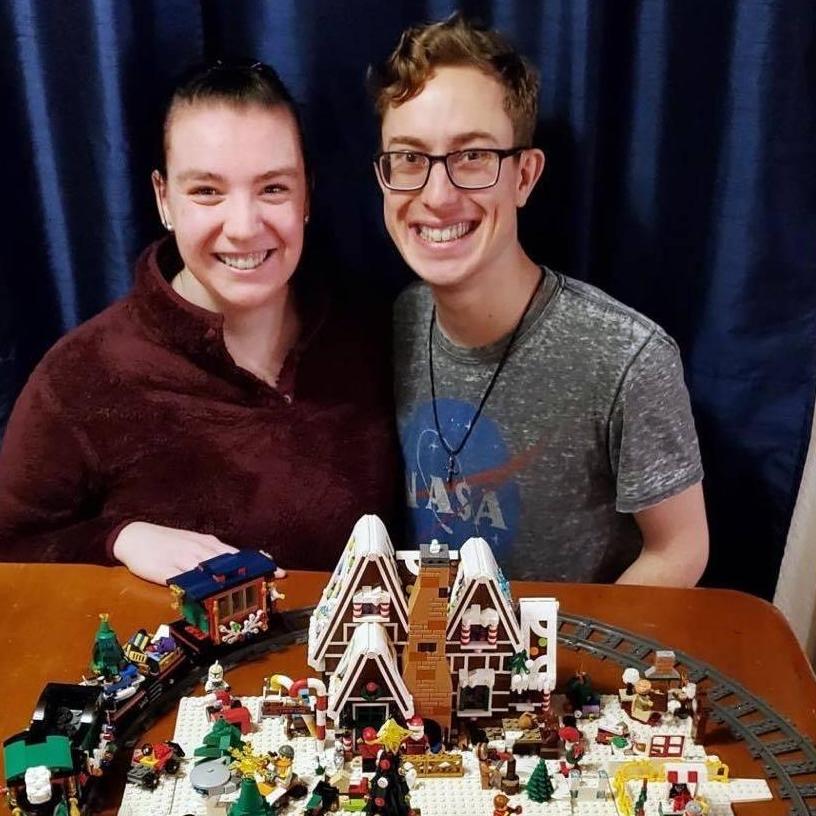 The beginning of our Lego Christmas Village!