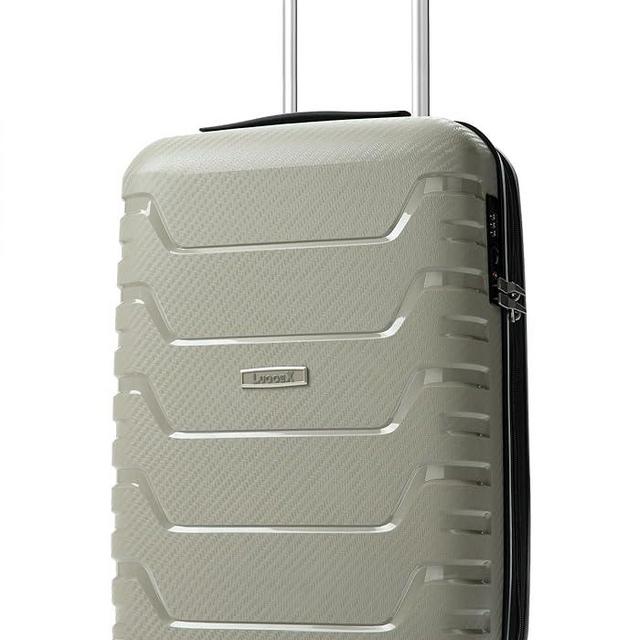 LUGGEX Carry On Luggage 22x14x9 Airline Approved Spinner Wheels - Polypropylene Lightweight Luggage Expandable - Effortless Elegance, High Bounce (Champagne, 20 Inch)