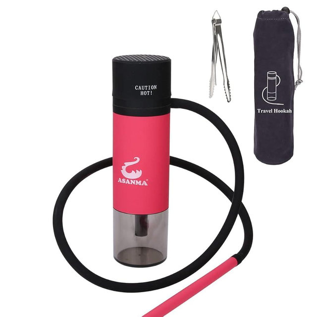 ASANMA Car Hookah, Portable Hookah Set Travel Hookahs Small Hookahs Mini Shisha for Car Outdoor Travel Shisha Sheesha Narguiles Smoking (Red)