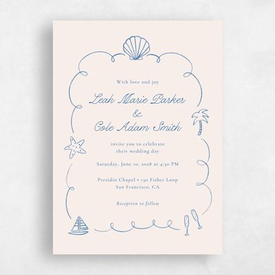 Blue Nautical Wedding Invitation - Boracay Portrait