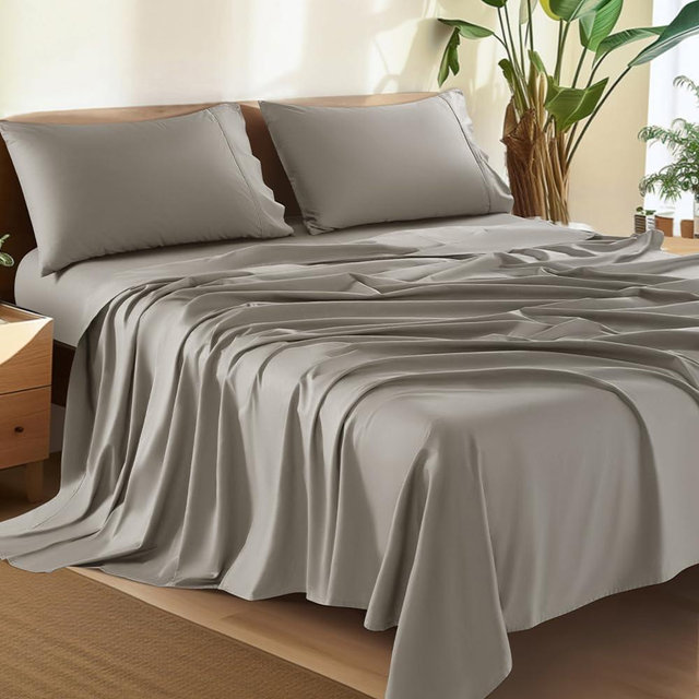 Shilucheng 100% Cotton King Size Sheets Set - 1500 Thread Count，Luxury Egyptian Cotton Bed Sheets，5-Star Hotel Quality Sheets, Breathable & Cooling, 16 Inch Deep Pocket - 4 Piece (Taupe)