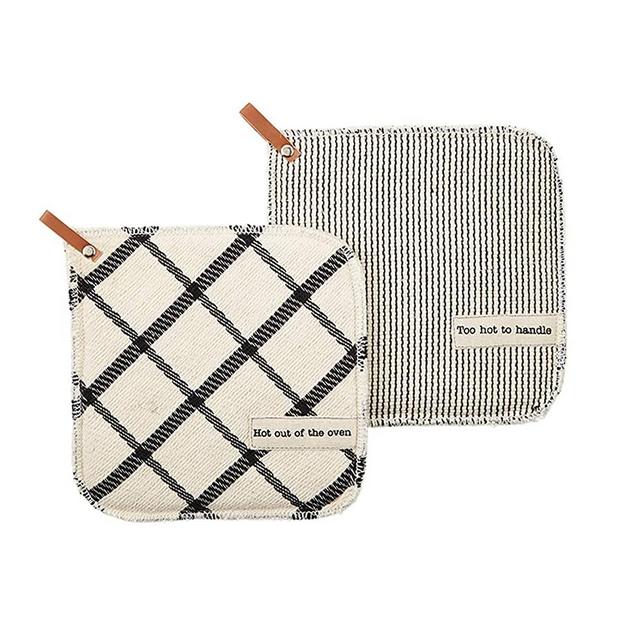 Mud Pie HOT to Handle Pot Holder Set, 8"" x 8""" (41170009H)