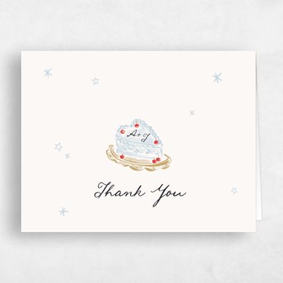 Beige Whimsical Wedding Thank You - Moire Landscape
