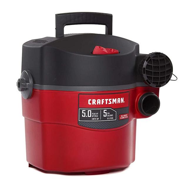 CRAFTSMAN CMXEVBE17925 5 Gallon 5.0 Peak HP Wet/Dry Wall Vac, Wall-Mounted Shop Vacuum with Attachments