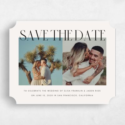 Beige Ticket Wedding Save the Date - Garrett Multiphoto
