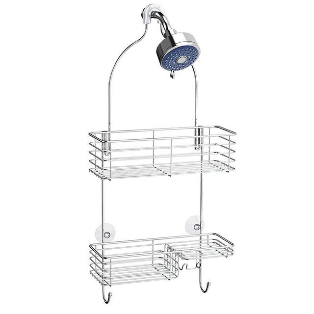 SMARTAKE Hanging Shower Head Caddy, Rustproof Bathroom Shower Shelf Organizer, SUS201 Stainless Steel Storage Rack for Toilet, Bathroom and Shower Room, Silver
