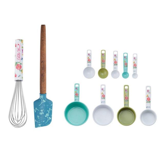 The Pioneer Woman 11-piece Baking Set: Measuring Cups, Measuring Spoons, Spatula and Whisk in Blooming Bouquet