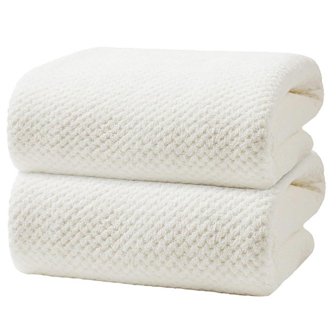 HVMS Oversized Bath Towels Extra Large 40x80 Inches Bath Sheets for Adults Super Soft Quick Dry Highly Absobent Microfiber Shower Towels (2 Piece, White)…
