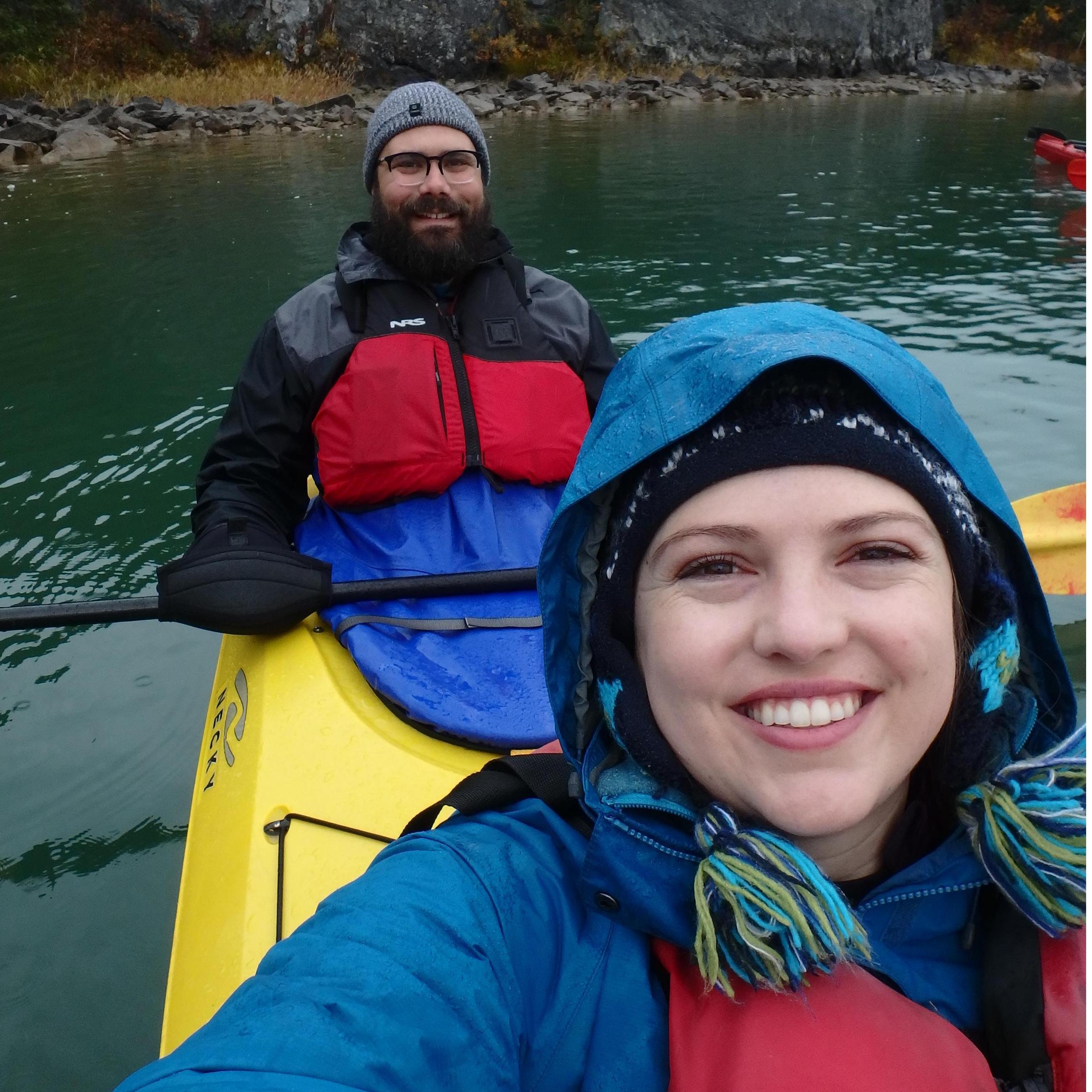 Kayaking in a glacial lake in Canada