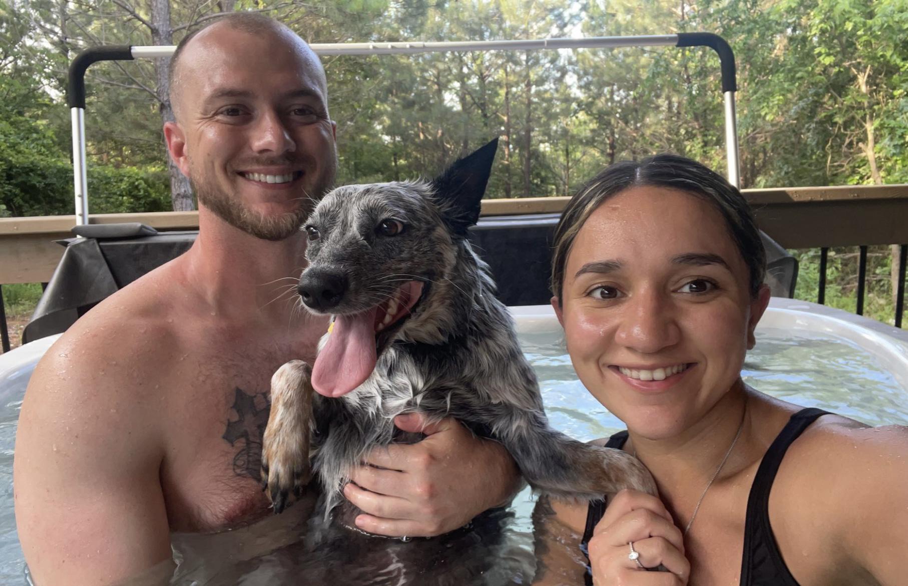 Stella’s 1st trip to Broken Bow. She did a canon ball in the hot tub 😂