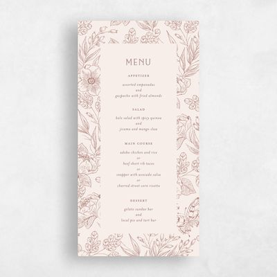 Linen, Beige Wedding Menu - Briallen