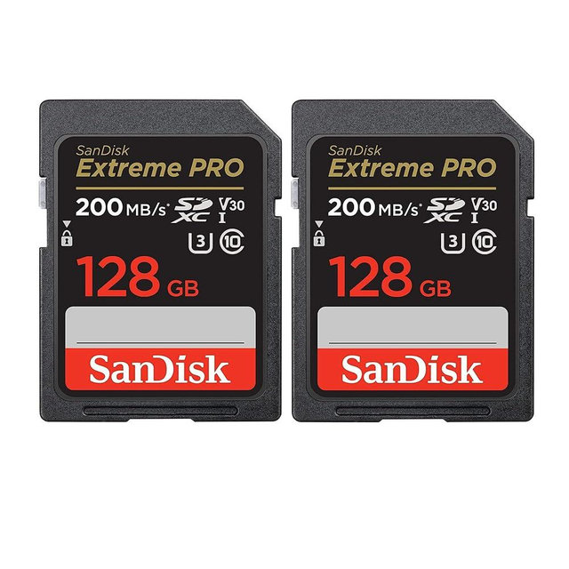 SanDisk 128GB Extreme PRO 200MB/s SDXC UHS-I Memory Card (2-Pack) (2 Items)