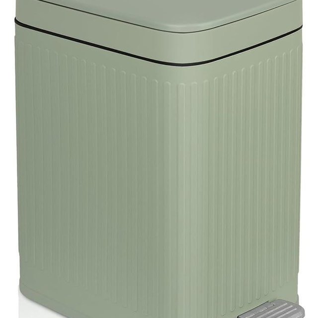 rejomiik Small Bathroom Trash Can with Lid Slim Soft Close Garbage Can Step Wastebasket Container Trash Bin for Office Bedroom Kitchen Living Room (2.6 Gallon Light Green)