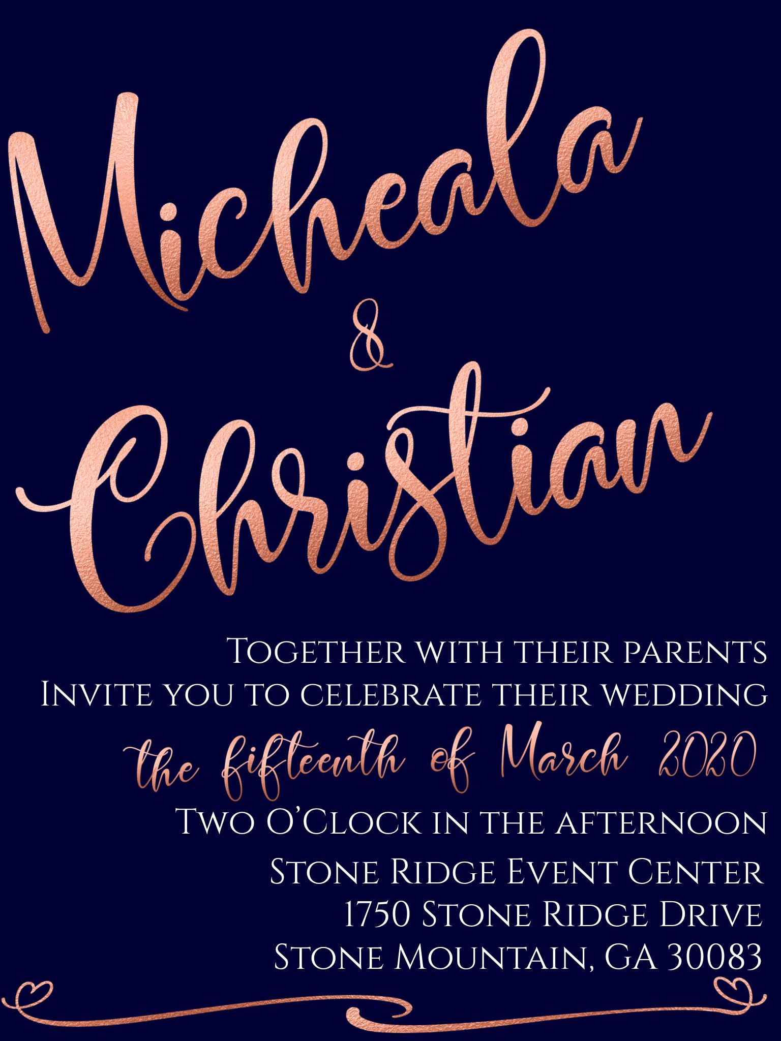 The Wedding Website of Micheala Legare and Christian Keon Doyle