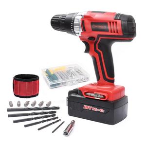 Cordless Drill ScrewDriver WORKSITE CD312-18N 18-Volt 1200mA Ni-cd Battery Powerful Electric Drill Driver Built-in Light with 13 Pcs Accessories Bits Set and Magnet Wristband