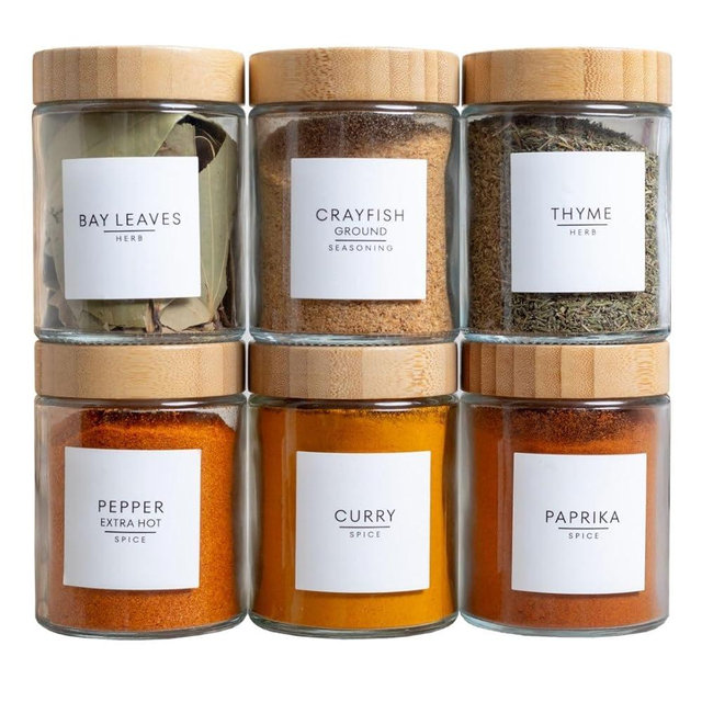 Spice Label Stickers, including Nigerian Spices and Expiration Labels for Spice Jars & Storage Organization for Kitchen Pantry- Naija Spice Collection (White, Square)