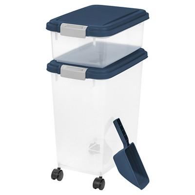 IRIS 3pc Airtight Pet Food Storage Set, Navy