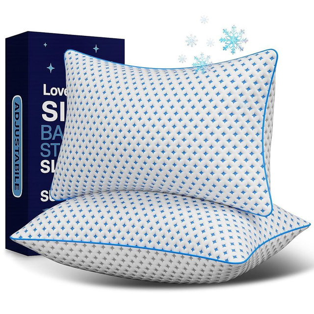 LOVELYREST Memory Foam Pillows 2 Pack – Adjustable Loft Cooling Pillows Standard Size Set of 2 for Sleeping, Firm, Supportive, and Breathable Design for Hot, Side, Back, and Stomach Sleepers