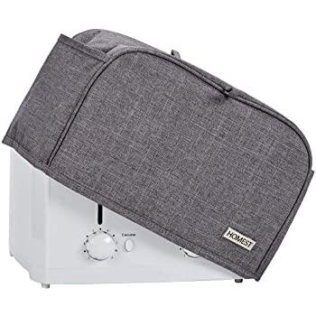 HOMEST 4 Slice Toaster Cover with Pockets, Can Hold Jam Spreader Knife & Toaster Tongs, Dust and Fingerprint Protection, Machine Washable, Grey (Patent Design)