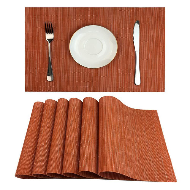 Red-A Placemats Set of 6 for Dining Table Heat-Resistant Washable Place Mats Woven Vinyl Kitchen Table Mats Easy to Clean,Orange