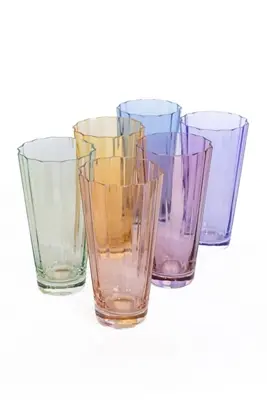 Estelle Colored Glass Sunday High Ball Mixed Glass Set