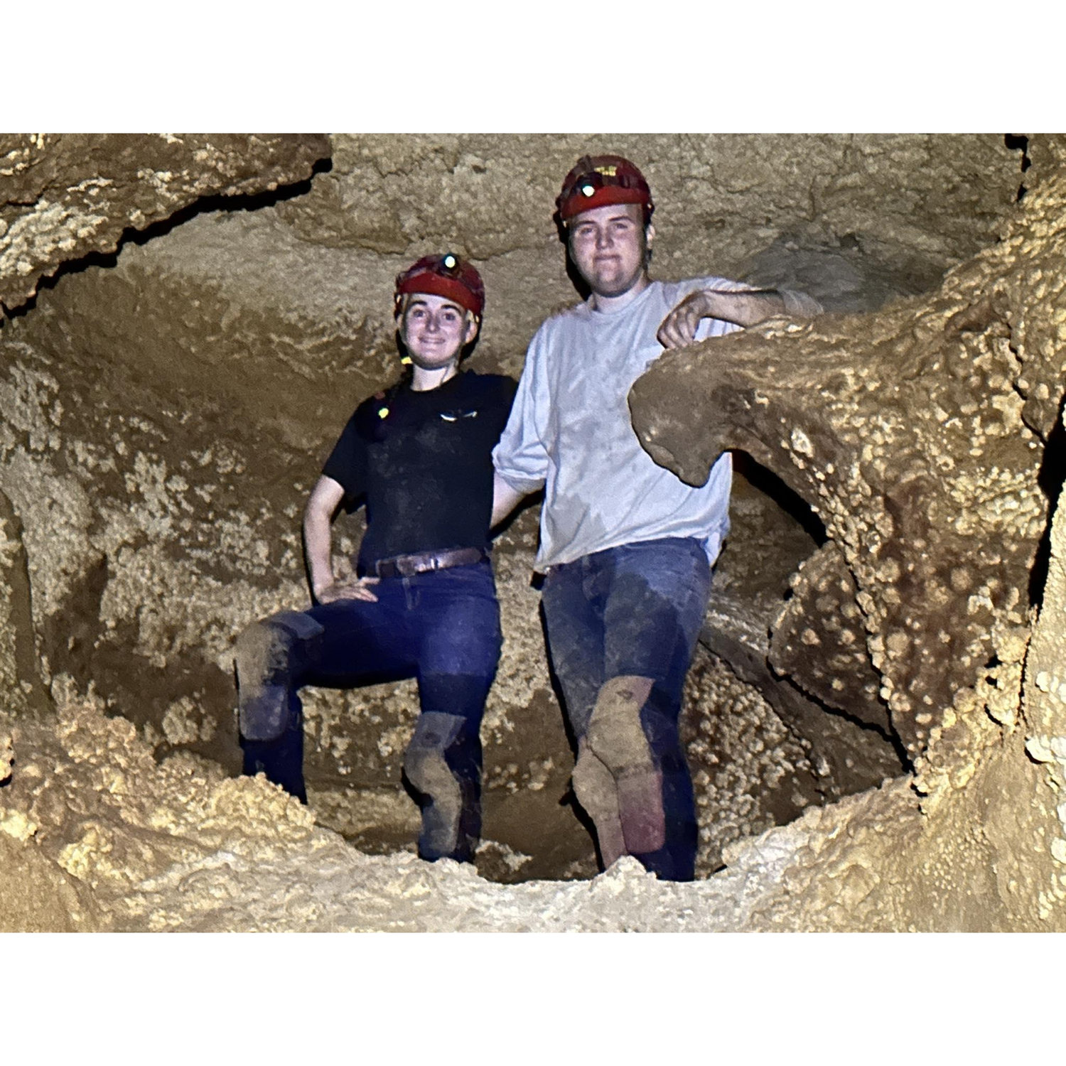 Spelunking at the Caverns of Sonora, right before we rappelled farther into the cave