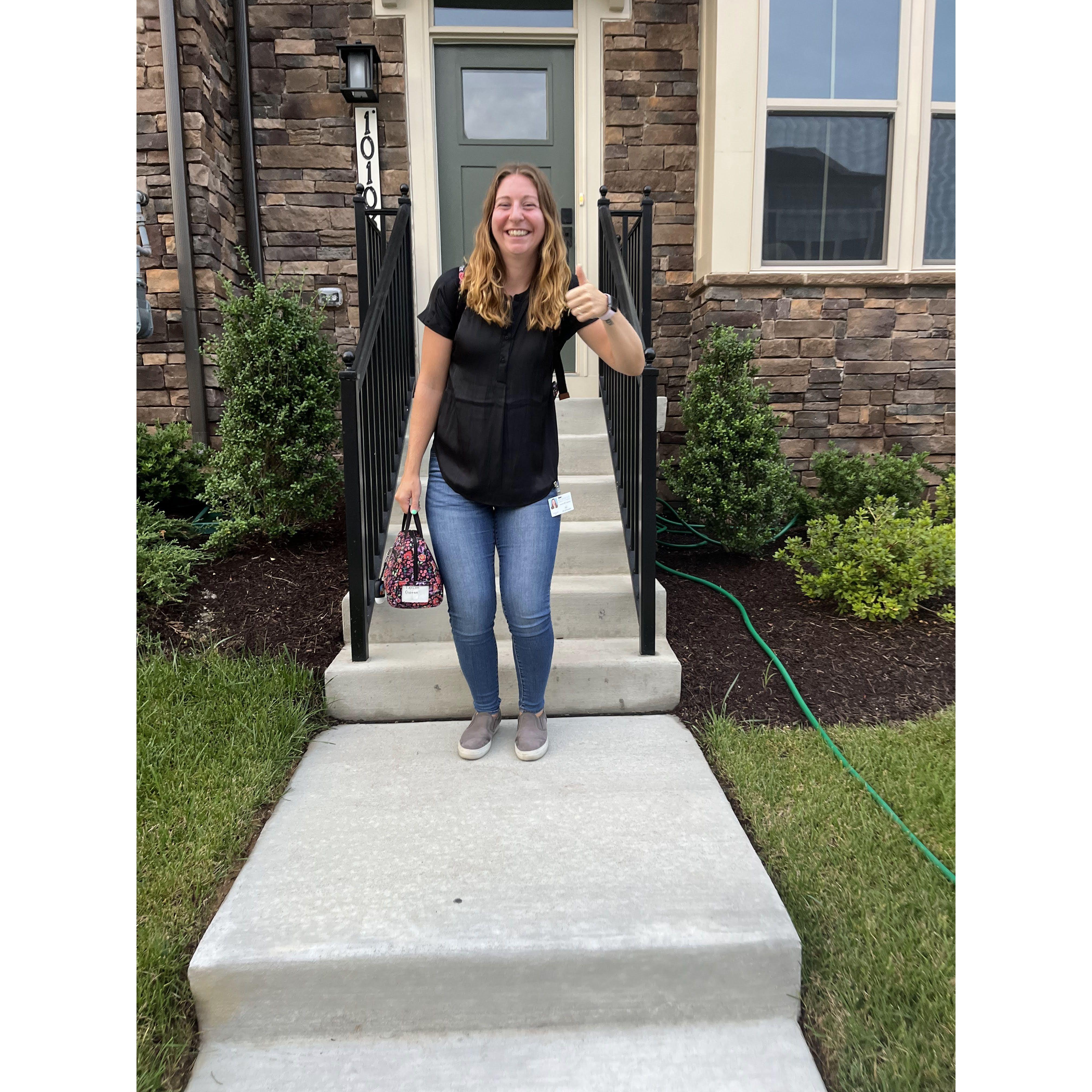 Taylor' first day back at school after our move!
