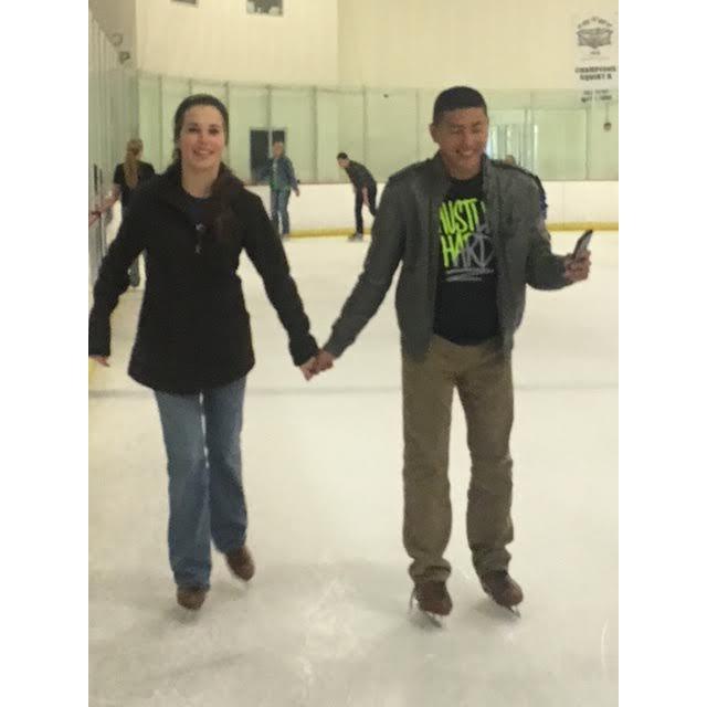 Can you tell who really knows how to ice skate in this picture?