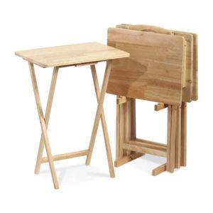 Bed Bath & Beyond 5 Piece Wood Folding Tray Table Set