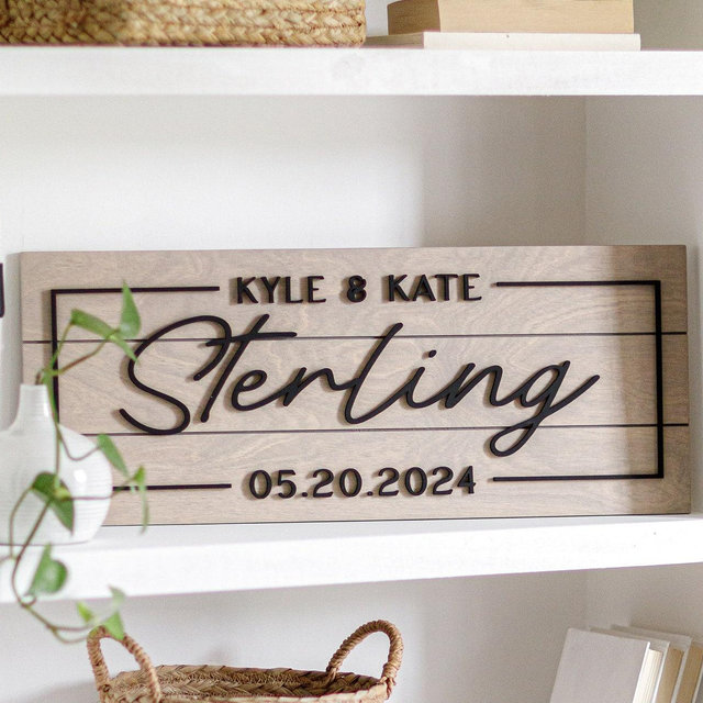 Last Name Sign, Custom Wood Sign, 3D Sign, Personalized Gift, Last Name Sign, Established Sign, Couple Gift, Gift for Her, Housewarming Gift