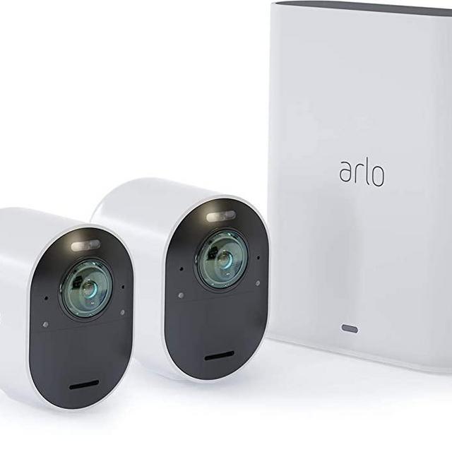 Arlo Ultra 2 Spotlight Camera | 2 Camera Security System | Wire-Free, 4K Video & HDR | Color Night Vision, 2-Way Audio, 6-Month Battery Life | Works with Alexa | White | VMS5240-200NAS